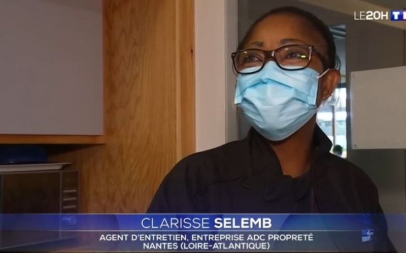 Interview de Clarisse SELEMBI : À l'occasion du retour du dispositif de la prime Macron, ADC propreté a eu l'honneur de témoigner sur son rôle essentiel pendant la pandémie, au JT de 20H.