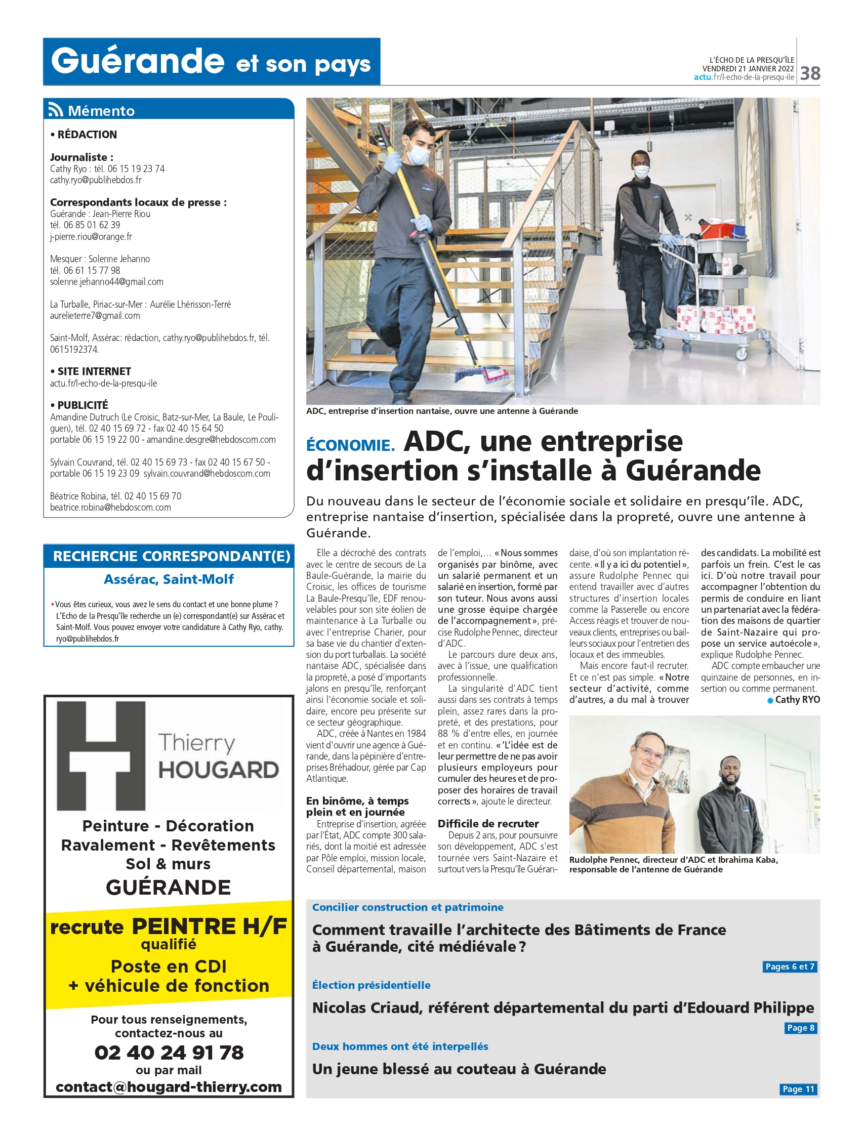 Article presse : l'implantation d'ADC sur le territoire Guérandais